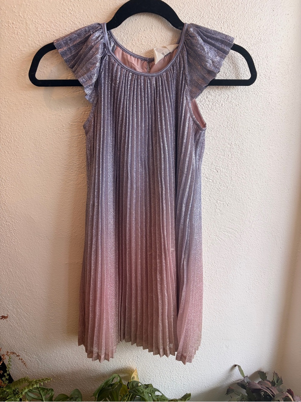 H&M Girls Glitter Ombre Pleated Dress - Pink and Lavender